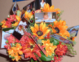 Blumenstrau mit Fotos als Geschenk basteln